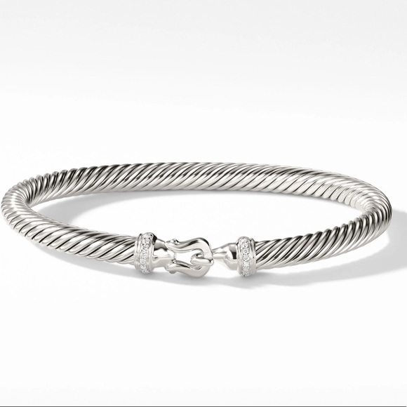 David Yurman Jewelry - Authentic Classic David Yurman Buckle Bracelet with Pave Diamonds.